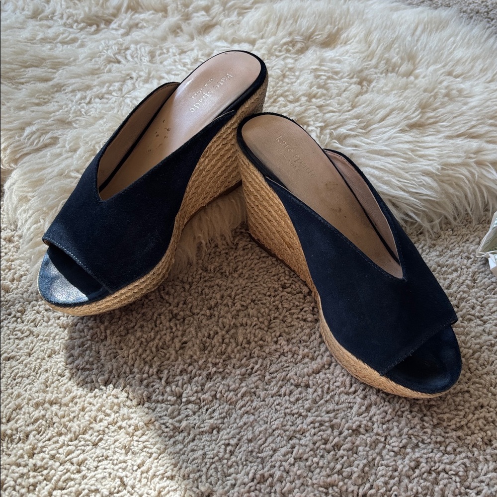 Kate Spade Navy and Tan Wedges